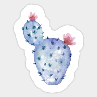 Watercolor cactus with flowers Sticker